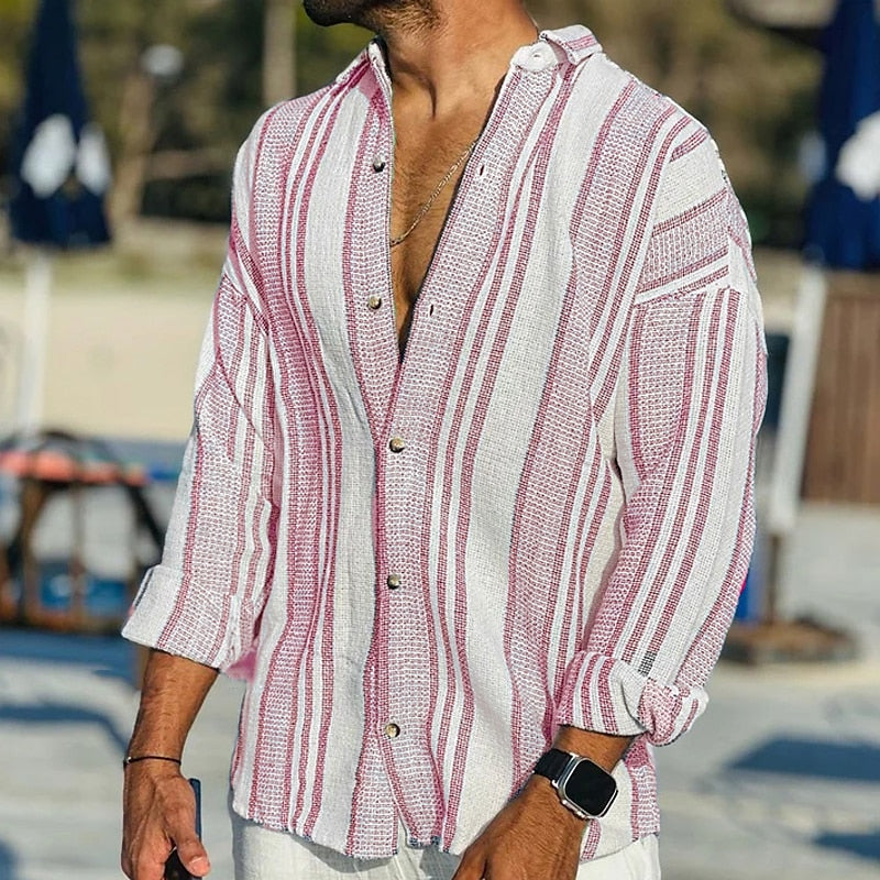 Casual Striped Long-Sleeve Shirt for Men