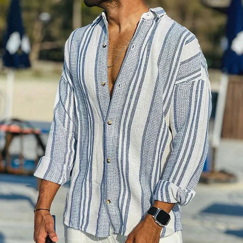 Casual Striped Long-Sleeve Shirt for Men
