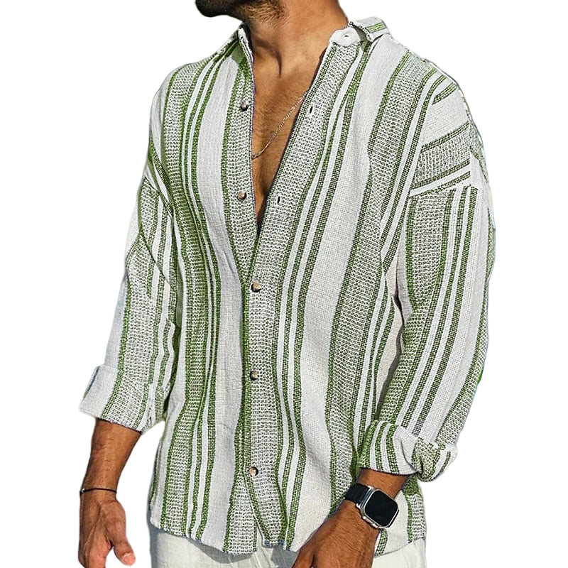 Casual Striped Long-Sleeve Shirt for Men