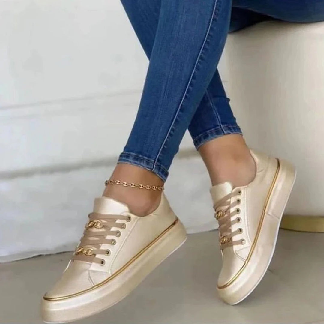 Casual Lace-Up Platform Sneakers for Women's Everyday Comfort