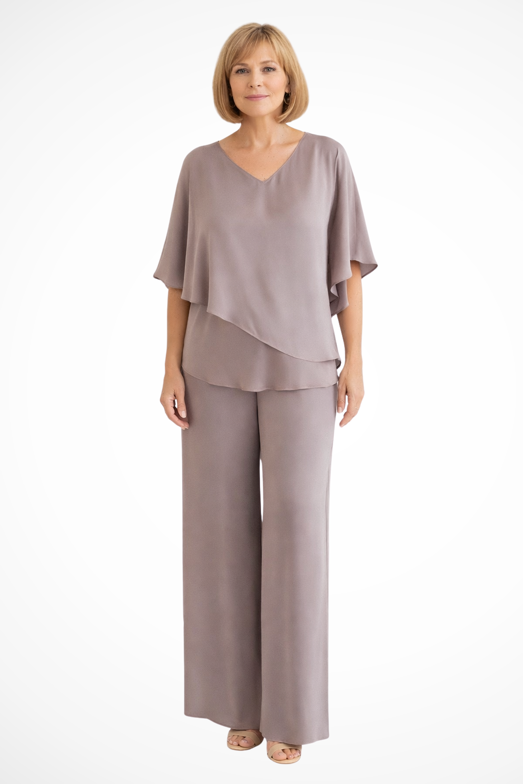 Ensemble Fluide Deux Pièces pour Femme avec Pantalon Large