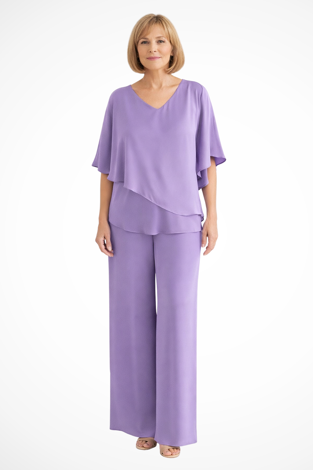 Ensemble Fluide Deux Pièces pour Femme avec Pantalon Large