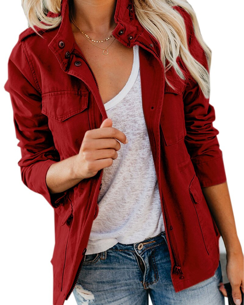 Women’s utility vest with stand-up collar and pockets