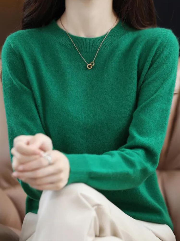 Casual Long-Sleeve Crew-Neck Pullover for Women