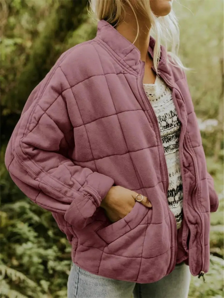 Women's quilted zip-up jacket with pockets