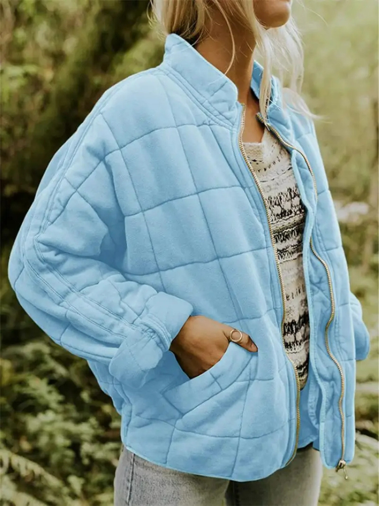 Women's quilted zip-up jacket with pockets