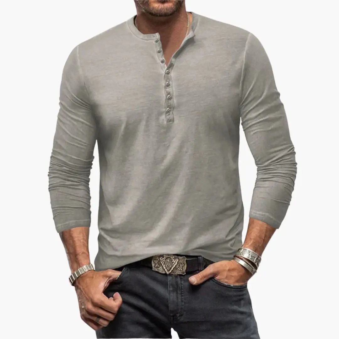 Casual Long Sleeve Henley T-Shirt for Men
