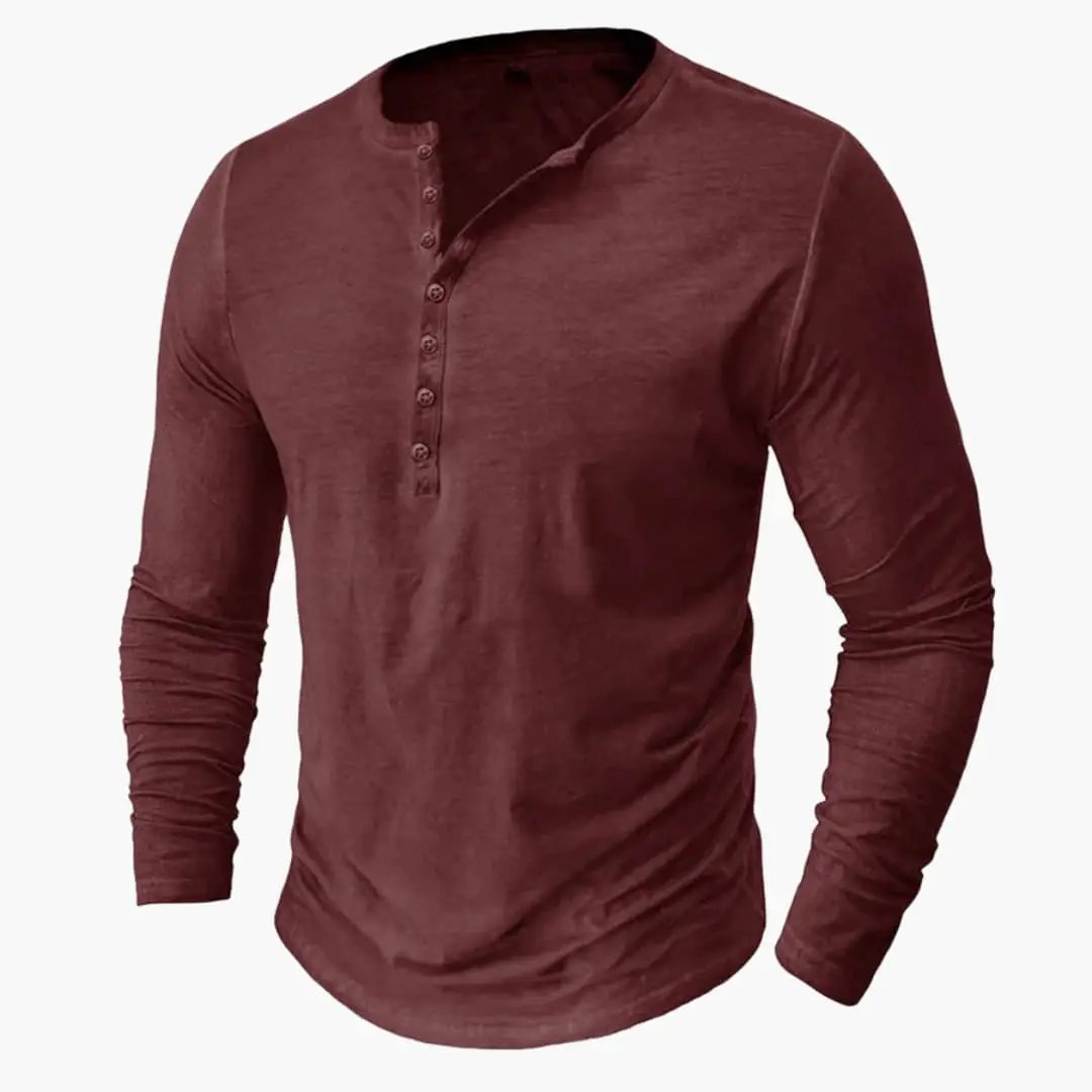 Casual Long Sleeve Henley T-Shirt for Men