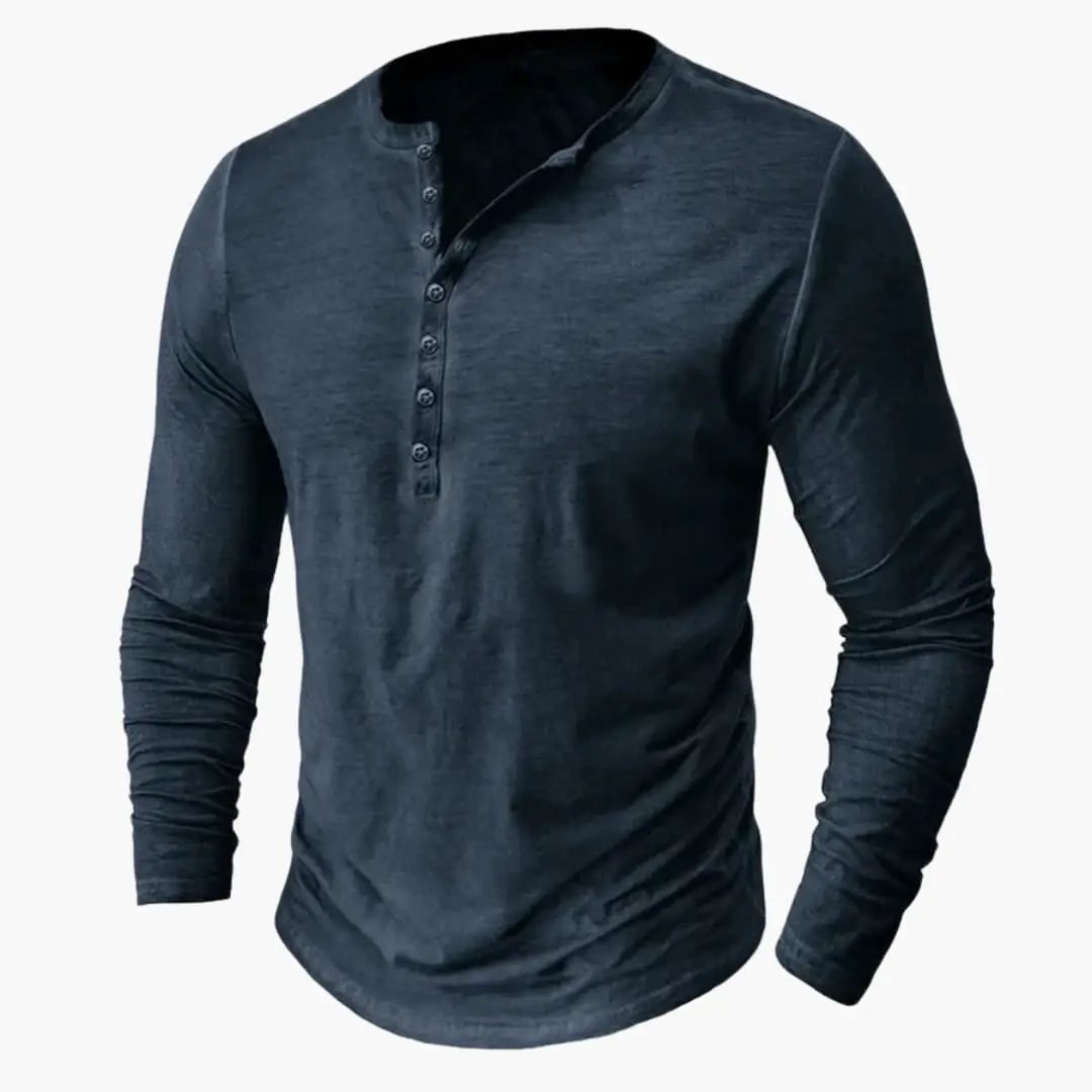 Casual Long Sleeve Henley T-Shirt for Men