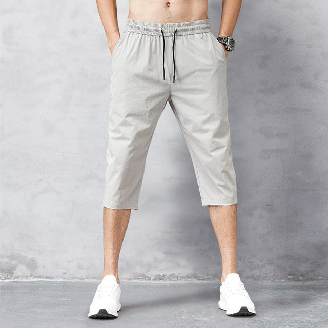 Men's long casual fit short cargo pants