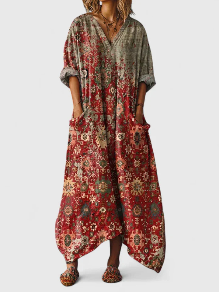 Robe longue bohème vintage pour femme, coupe oversize