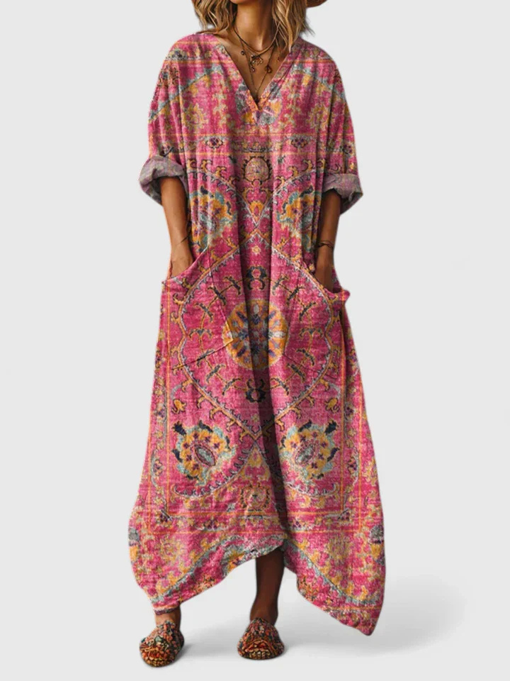 Robe longue bohème vintage pour femme, coupe oversize