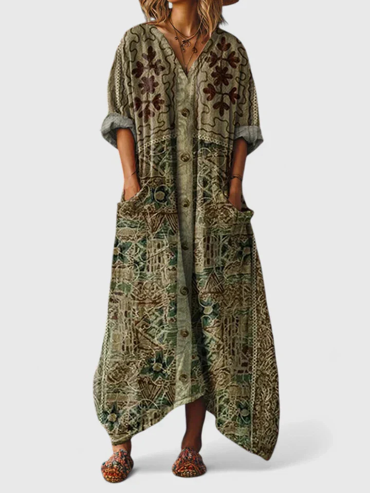 Robe longue bohème vintage pour femme, coupe oversize