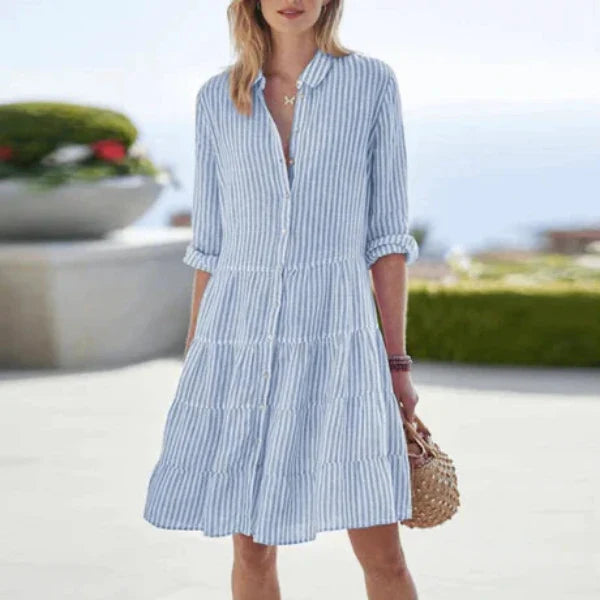 Casual Striped Shirt Dress for Women