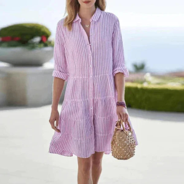 Casual Striped Shirt Dress for Women