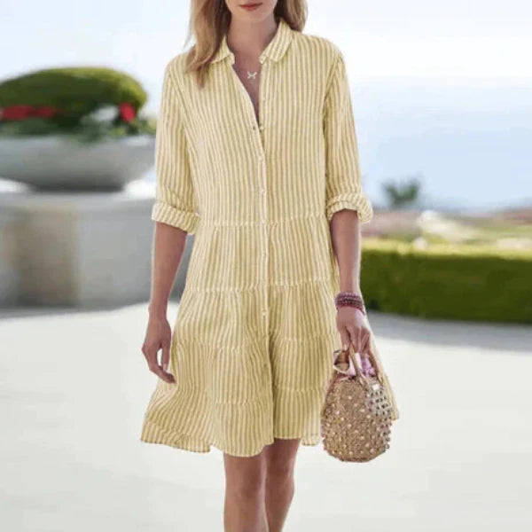 Casual Striped Shirt Dress for Women