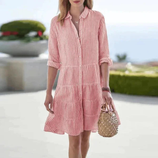 Casual Striped Shirt Dress for Women