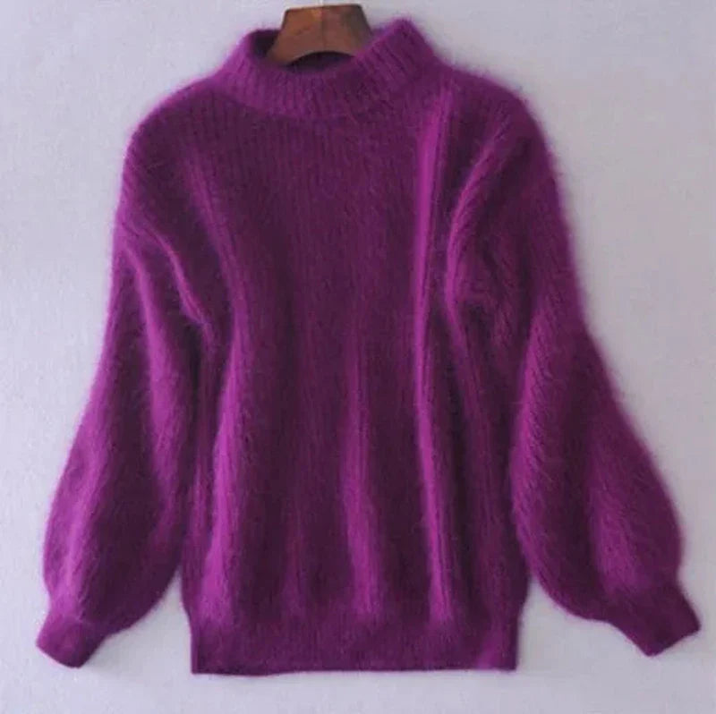 Turtleneck Sweater with Puff Sleeves