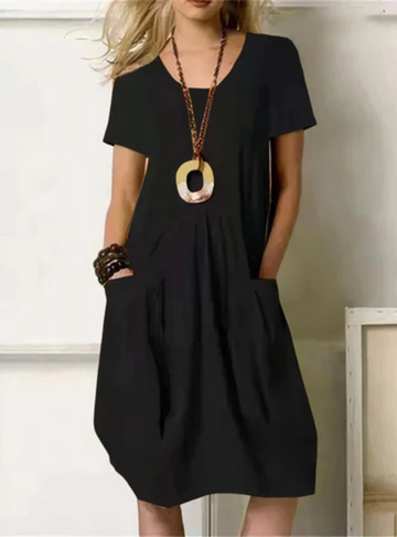 Women's cotton midi dress with pockets