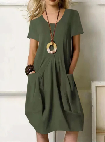 Women's cotton midi dress with pockets