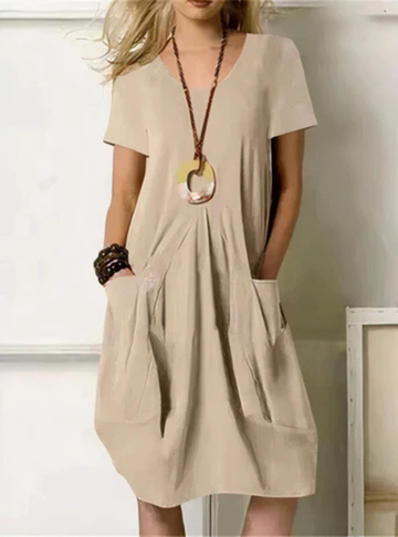 Women's cotton midi dress with pockets