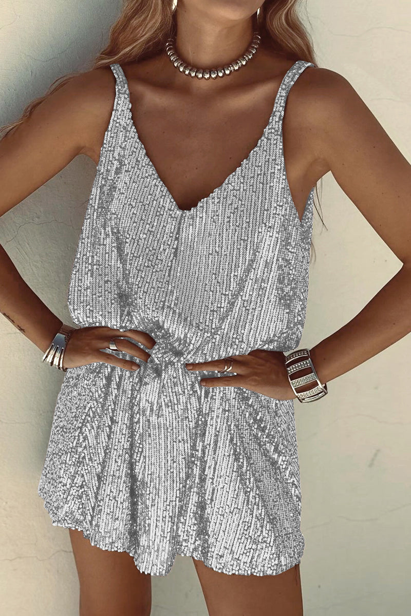 Sparkling Casual Spaghetti Strap Mini Dress for Women
