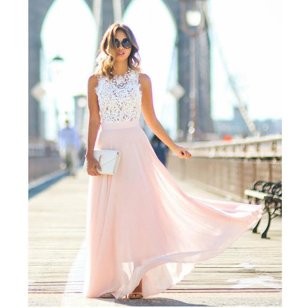 Robe longue en dentelle élégante