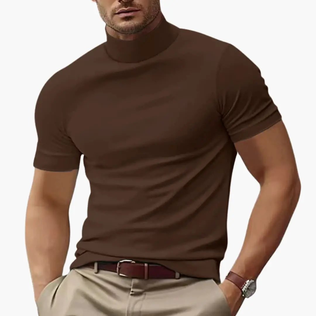 Men's Fitted High Neck Short Sleeve T-Shirt