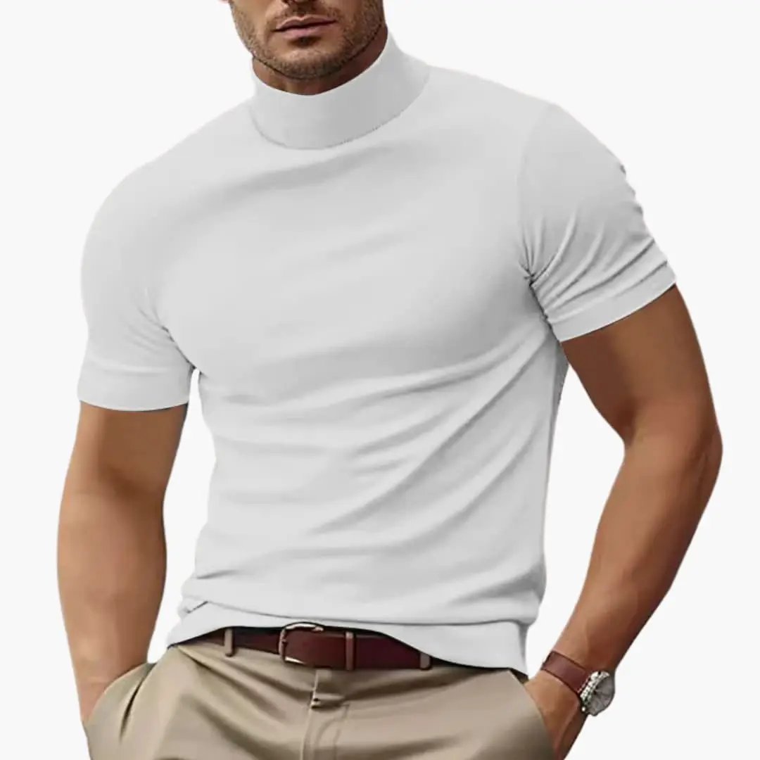 Men's Fitted High Neck Short Sleeve T-Shirt