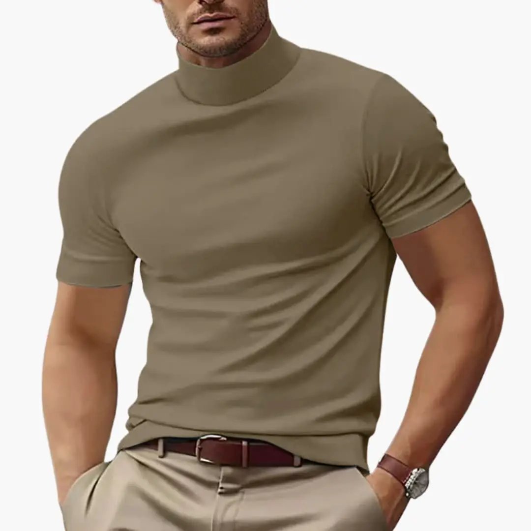 Men's Fitted High Neck Short Sleeve T-Shirt