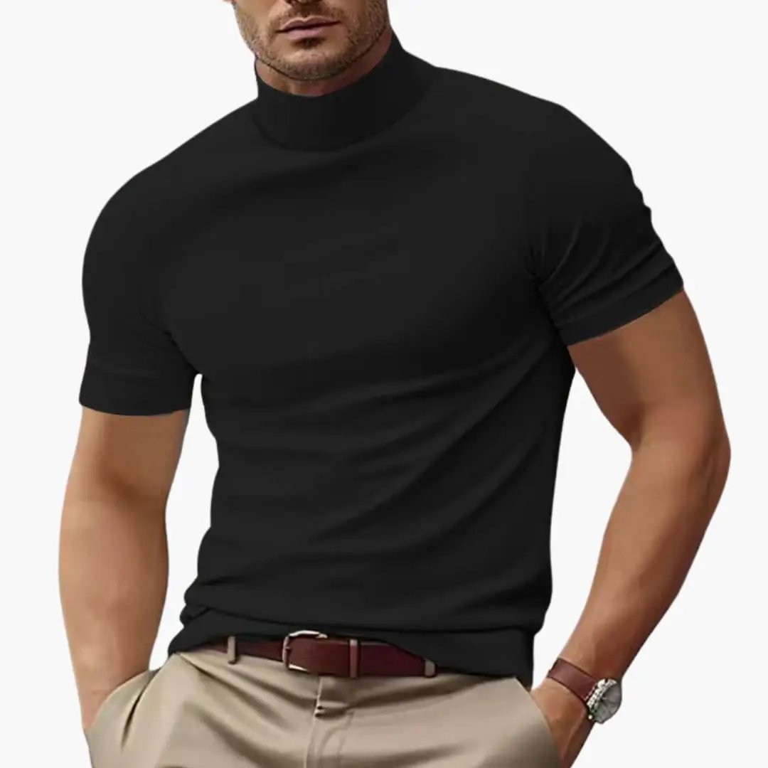 Men's Fitted High Neck Short Sleeve T-Shirt