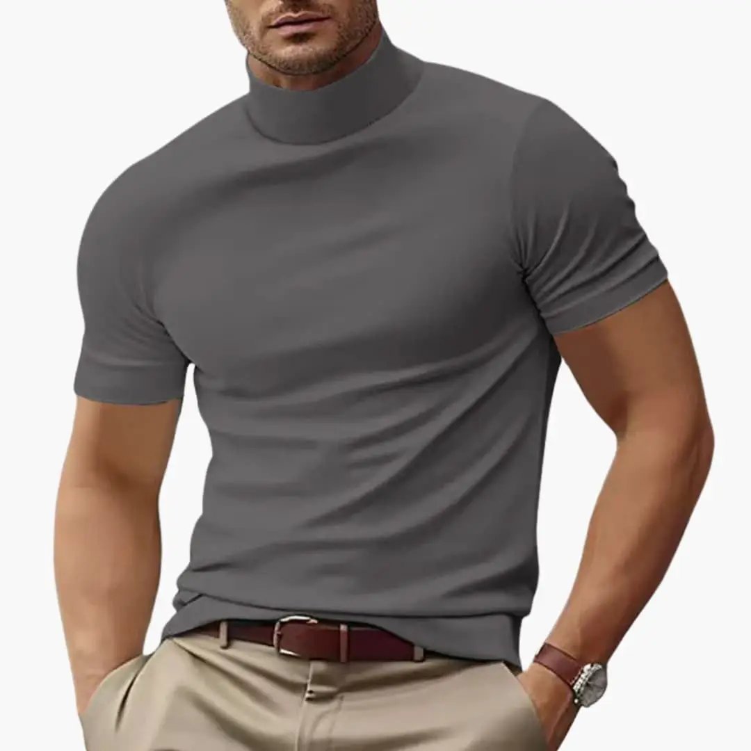 Men's Fitted High Neck Short Sleeve T-Shirt