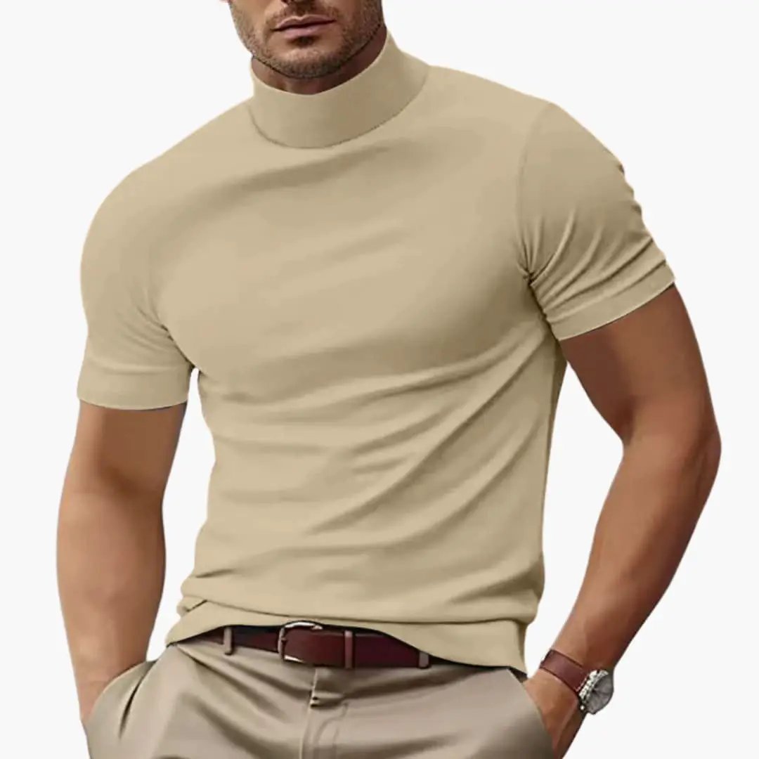 Men's Fitted High Neck Short Sleeve T-Shirt