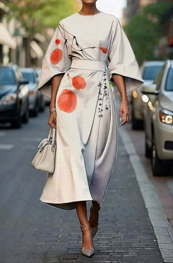 Women's belted midi kimono robe