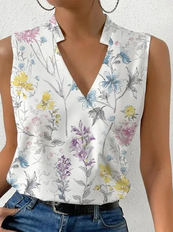 Blouse Sans Manches Croisée à Col V Élégante pour Femme