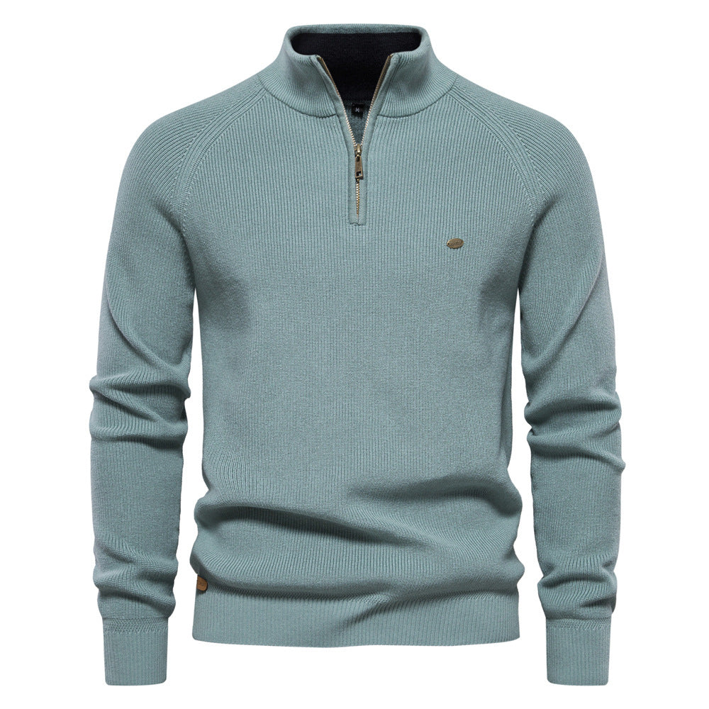 Men’s Pullover with Zippered Collar and Stylish Cut