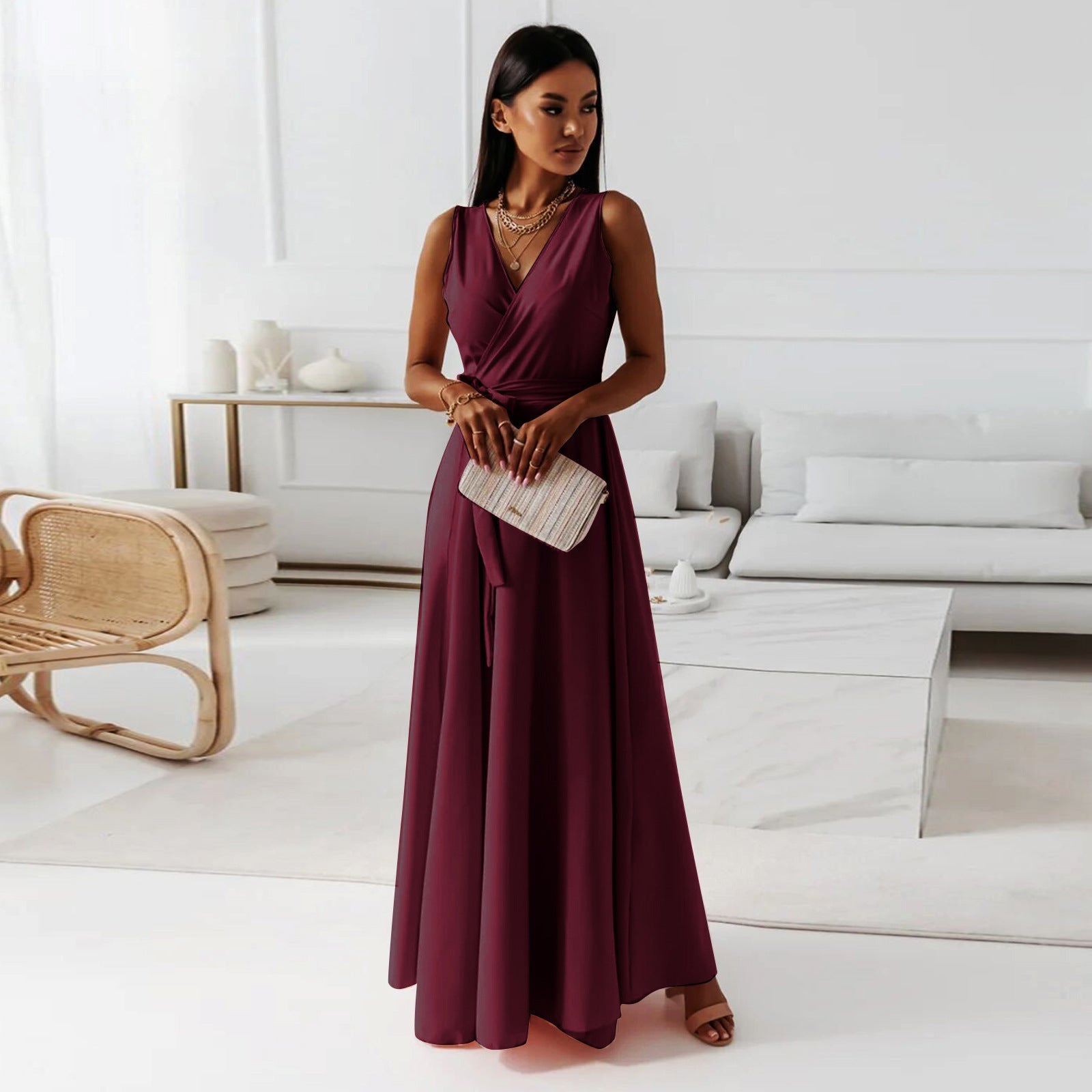 Robe Maxi Élégante Croisée pour Femme