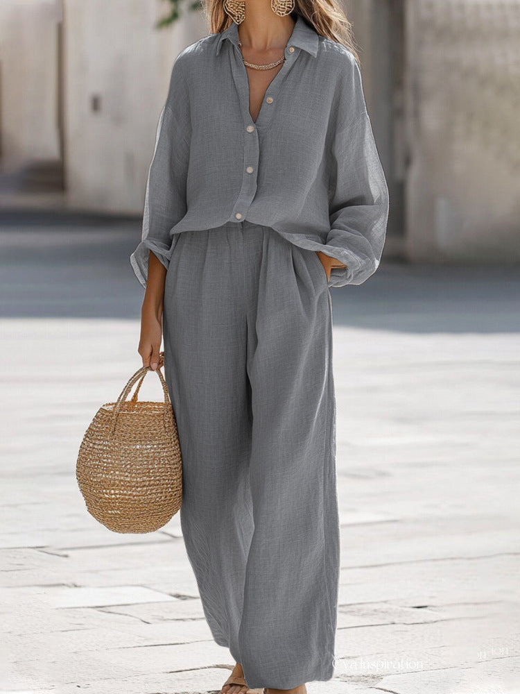 Conjunto de lino mujer blusa y pantalón