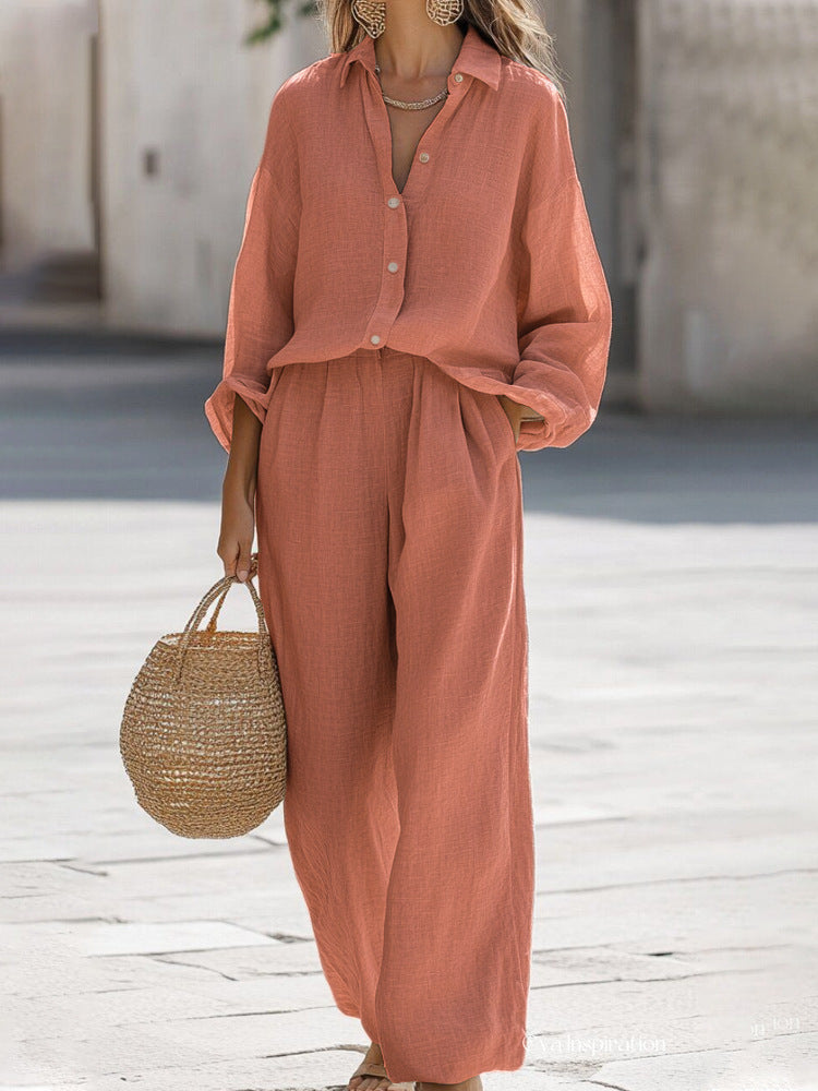 Conjunto de lino mujer blusa y pantalón