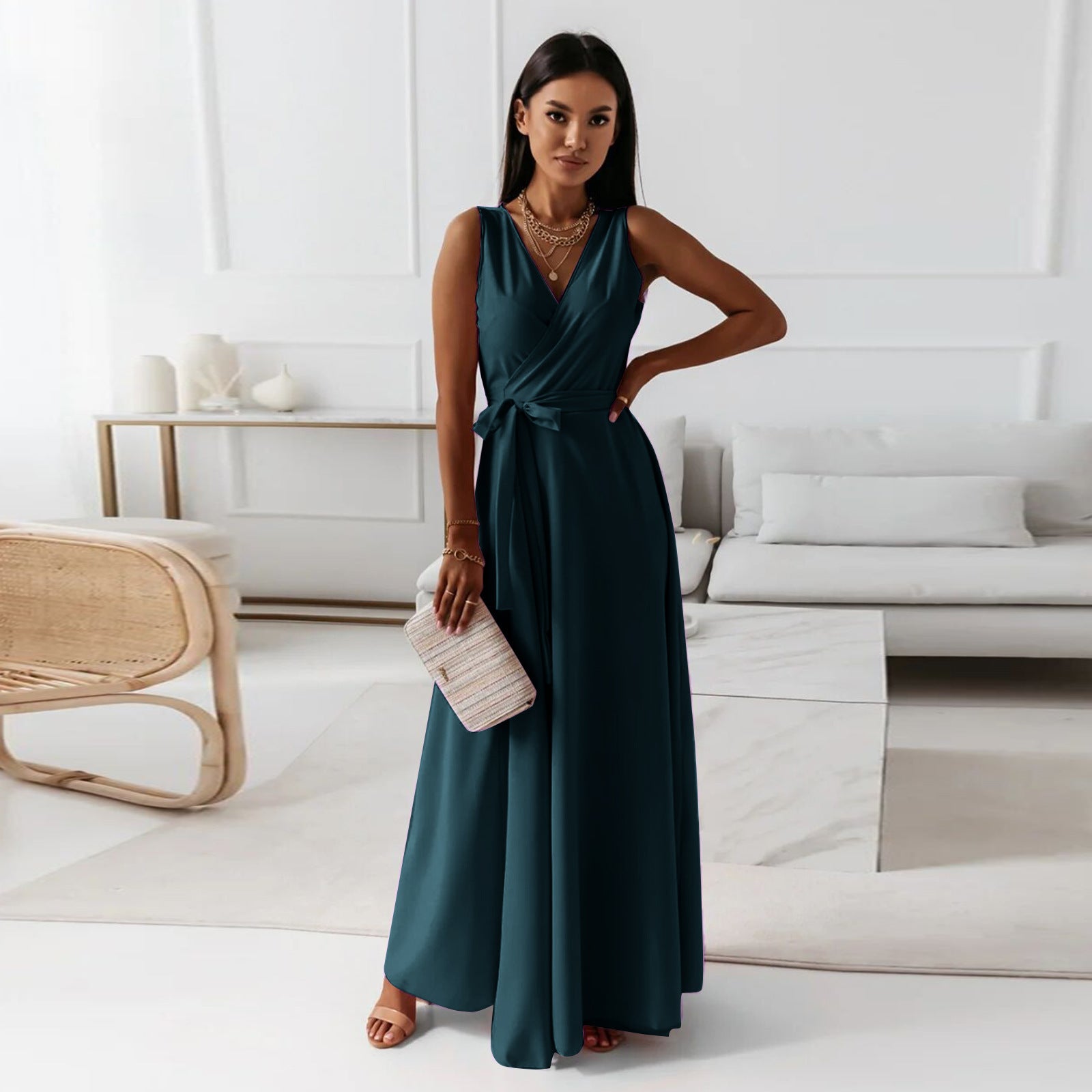 Robe Maxi Élégante Croisée pour Femme