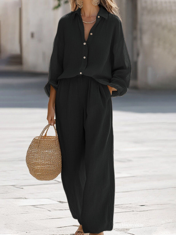 Conjunto de lino mujer blusa y pantalón