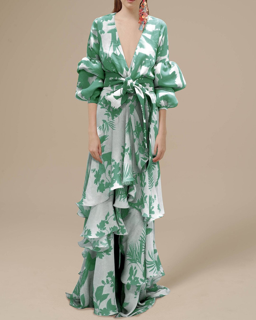 Robe Maxi Florale Volantée Élégante pour Femme