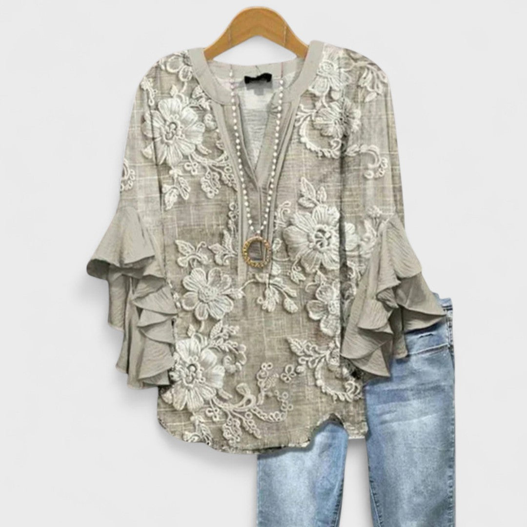 Blouse Femme Imprimée Manches Volants Coupe Ample