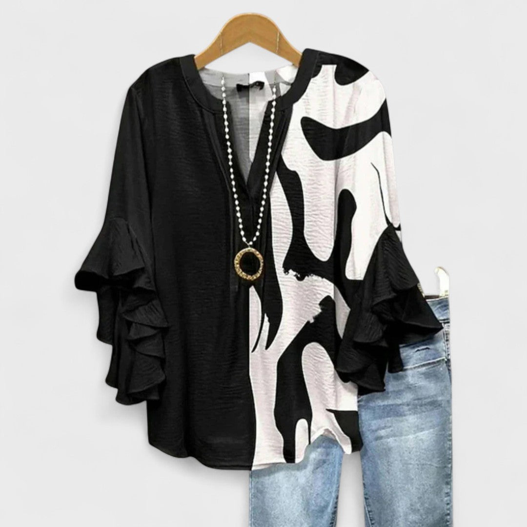 Blouse Femme Imprimée Manches Volants Coupe Ample