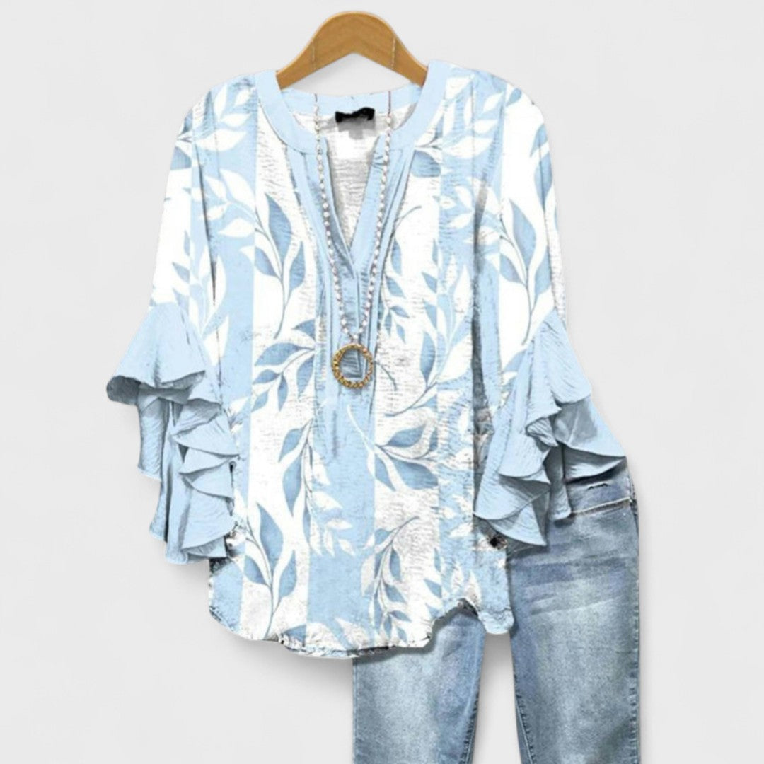 Blouse Femme Imprimée Manches Volants Coupe Ample