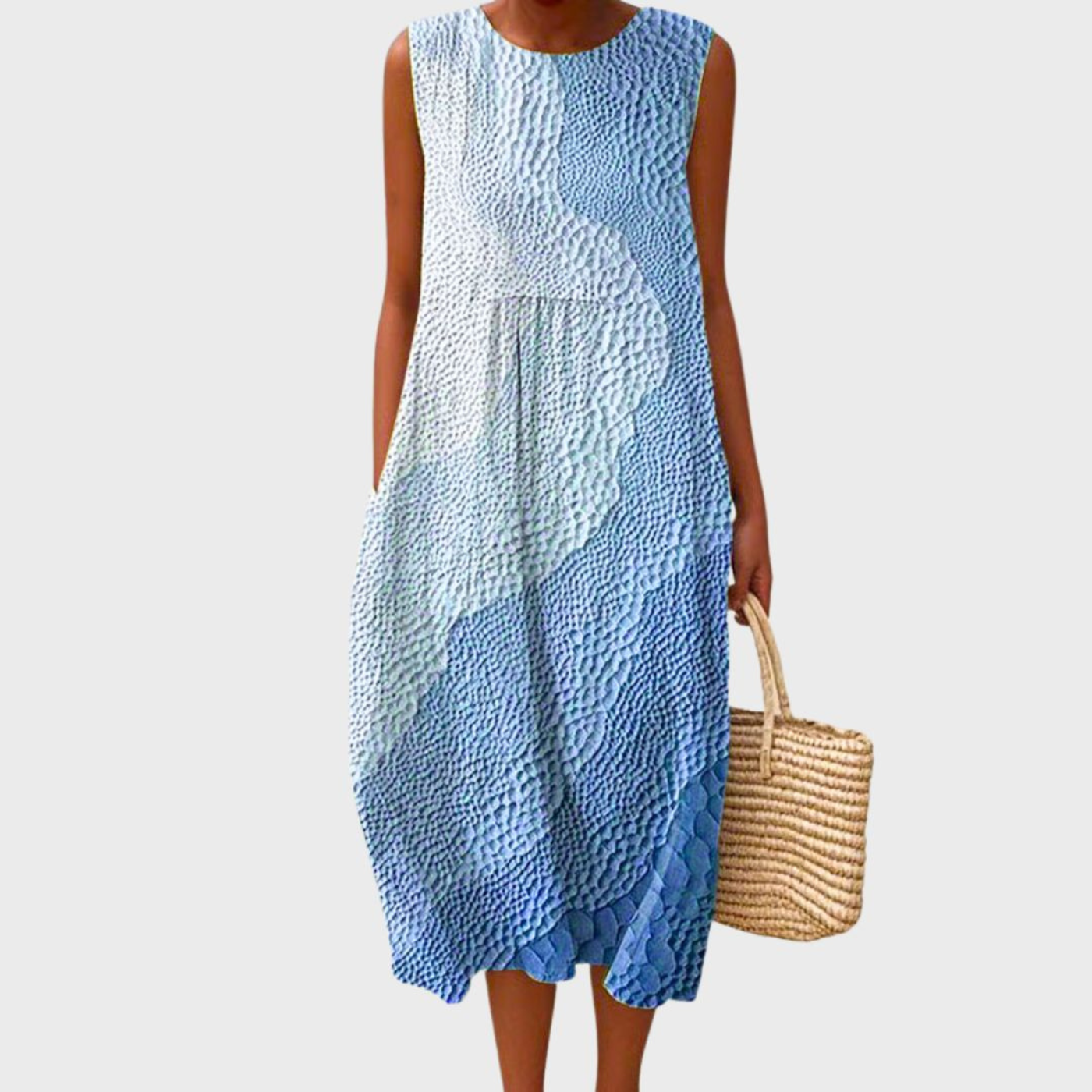 Robe midi sans manches à blocs de couleur pour femme, coupe décontractée