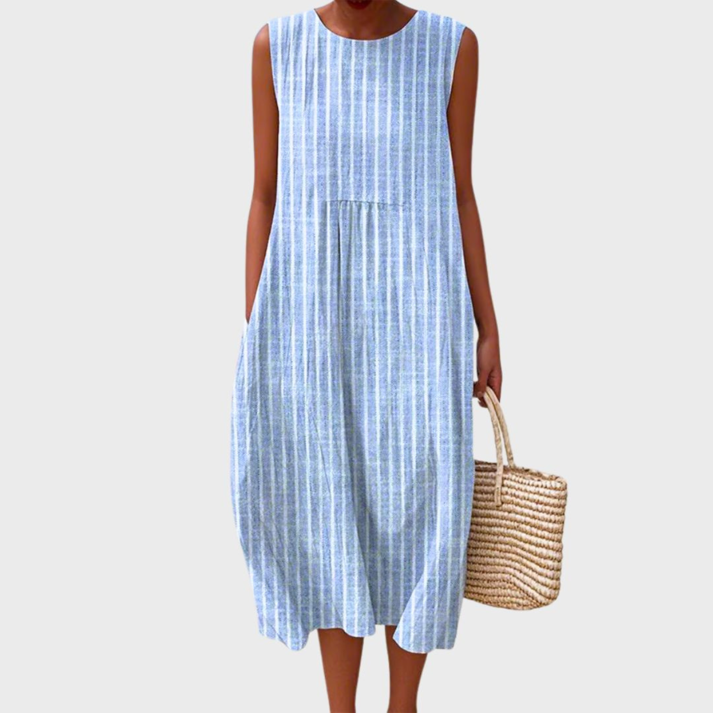 Robe midi sans manches à blocs de couleur pour femme, coupe décontractée