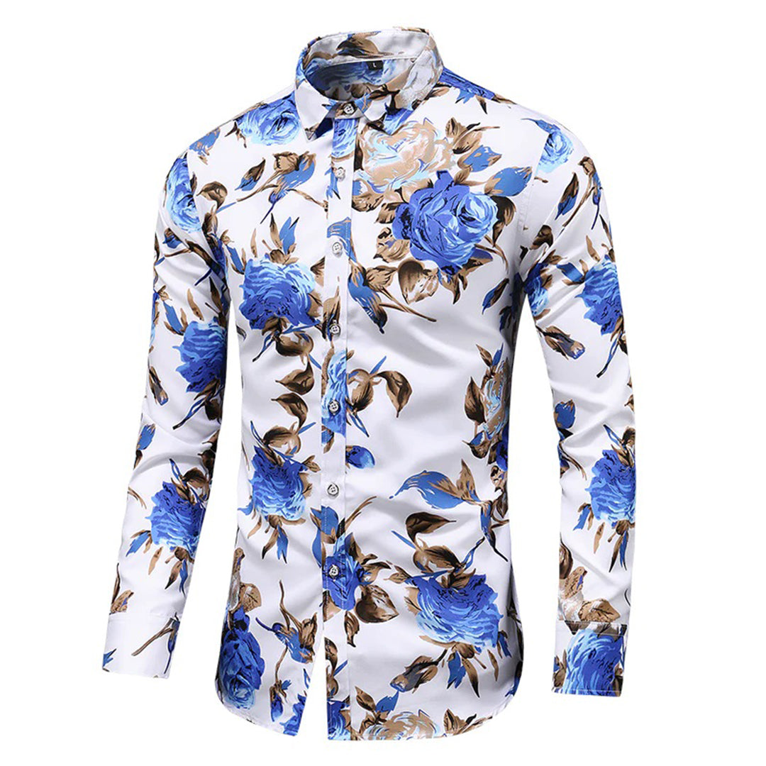 Elegant Floral Long-Sleeve Shirt for Men