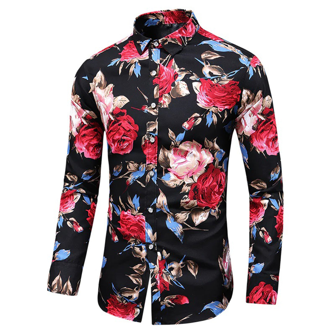 Elegant Floral Long-Sleeve Shirt for Men