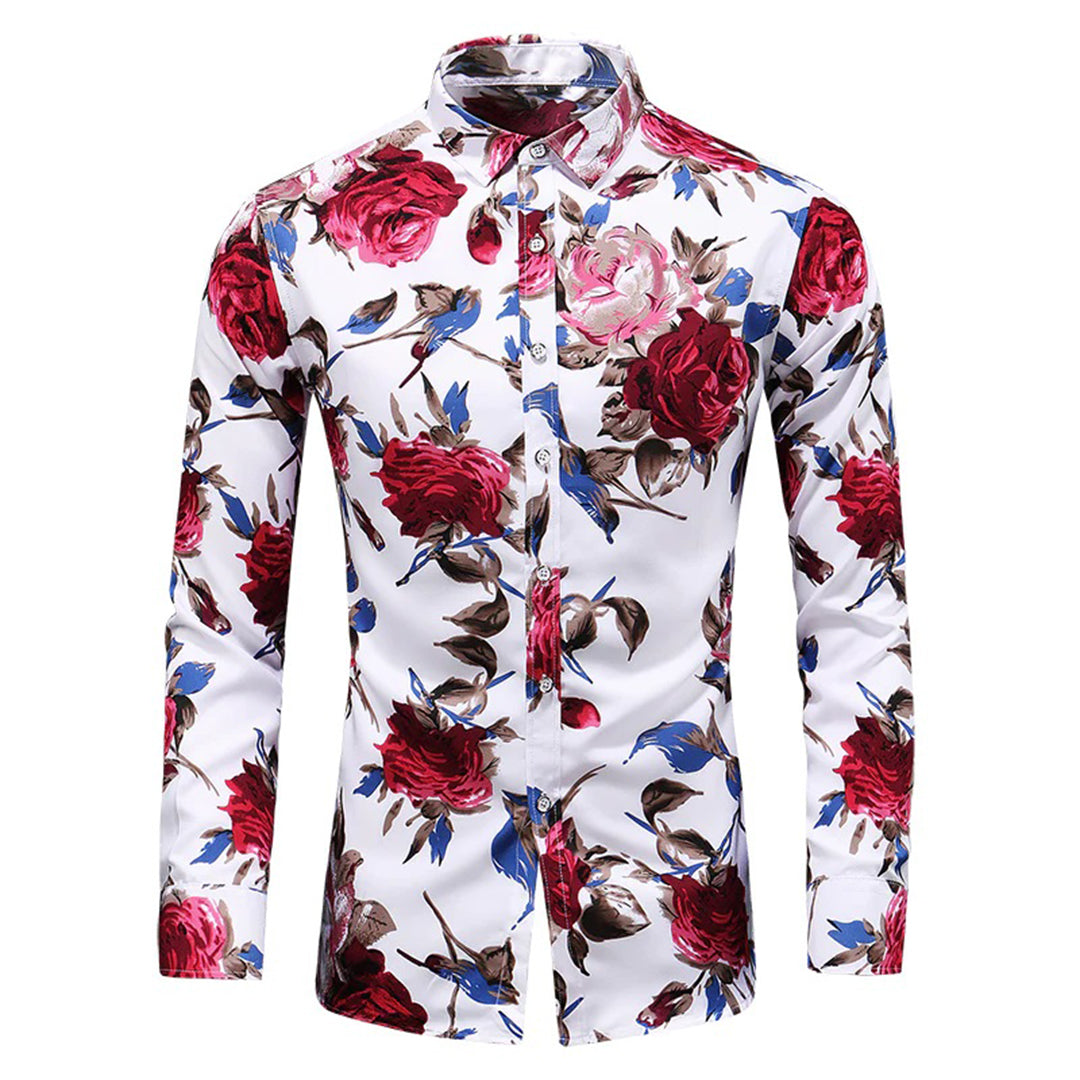 Elegant Floral Long-Sleeve Shirt for Men